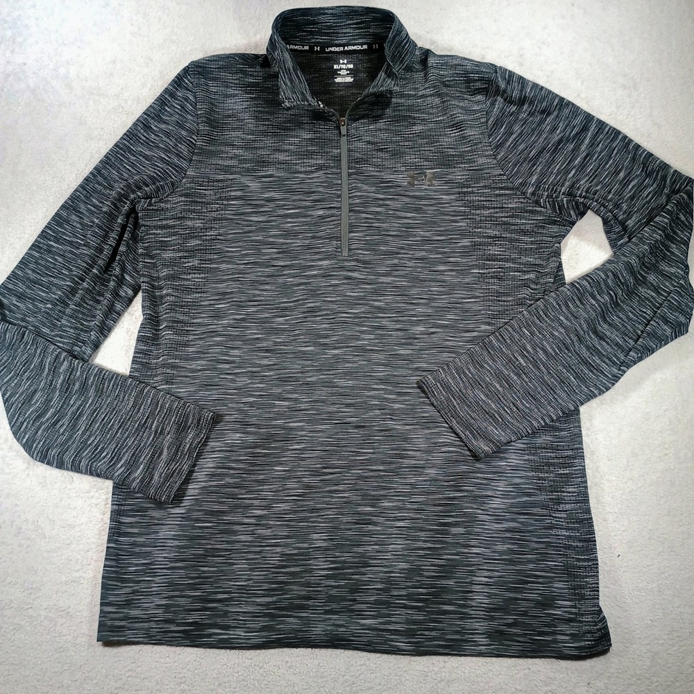 Under Armour Women 1/4 Zip Pullover Grey XL Space Dye Fitted Activewear Top